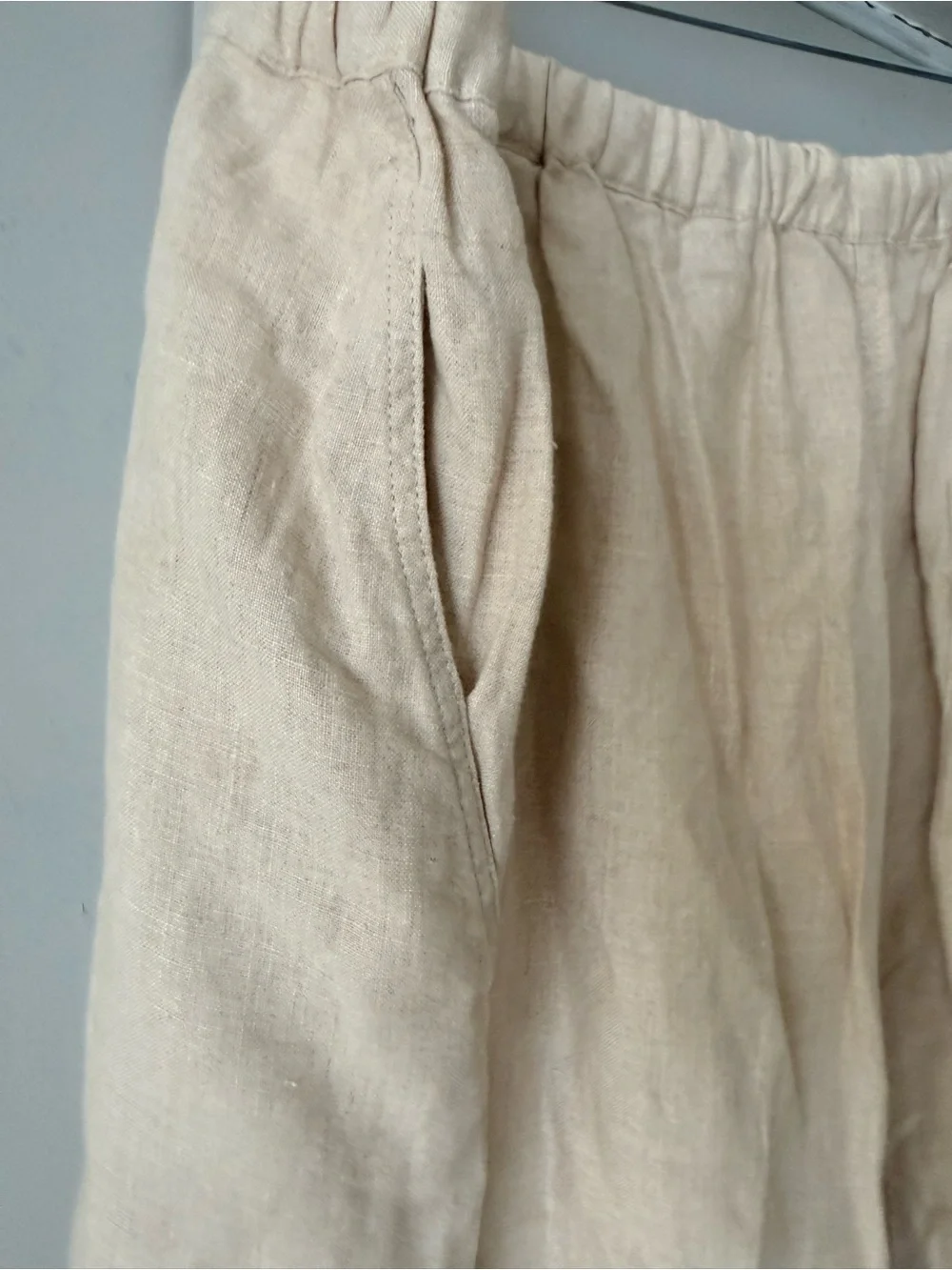 Women’s Casual Drawstring wide leg linen Pants - Cream